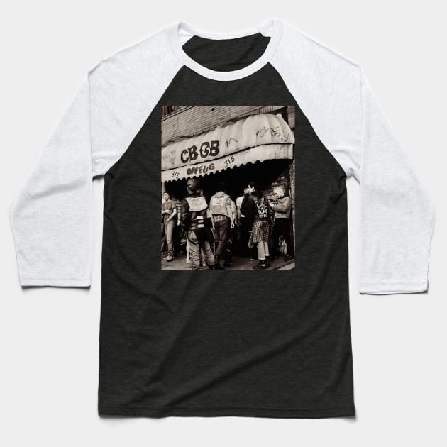 CBGB's Omfug , Legend is here Baseball T-Shirt by Keenan Cloths